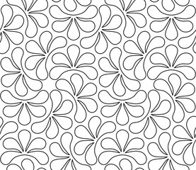 Vector seamless texture. Modern geometric background. Monochrome repeating pattern. Hexagonal tiles with abstract flowers.