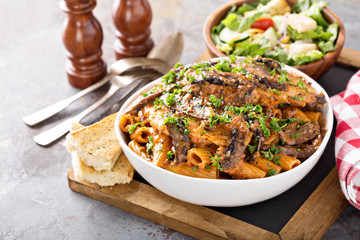 Vodka chicken pasta with marinara sauce