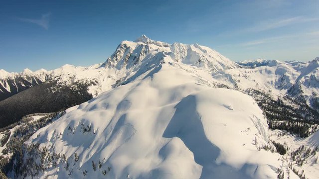 Mount Baker Ski Area Aerial Helicopter Winter Snowy Flyover Mount Baker Hemispheres Mt Shuksan Looming