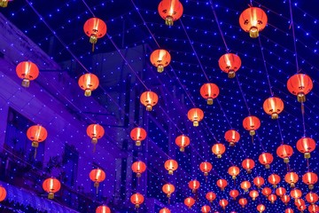 Decorative Chinese Lanterns in Pak Nam Pho Chinese New Year Festival in Nakhon Sawan Province