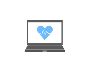 Fototapeta premium Heart rate pulse on laptop screen 