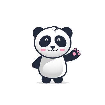 Cute little panda bear cartoon illustration.