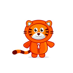 Cute little tiger cartoon character.
