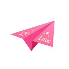 Pink paper plane. Love message illustration.
