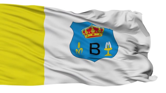 Bojaca  flag, city of Colombia, realistic animation isolated on white seamless loop - 10 seconds long (alpha channel is included)