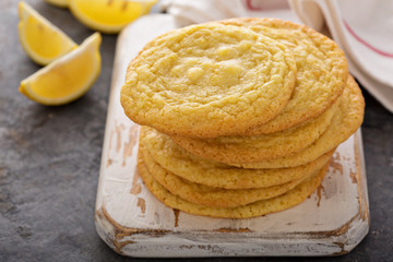 Fototapeta na wymiar Lemon cookies with white chocolate chips