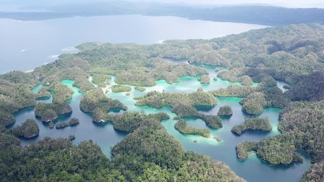 Aerial Footage of Gorgeous Islands and Bay in Raja Ampat