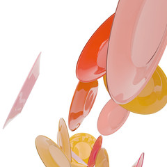 stack of color plates on a white background 3d illustration