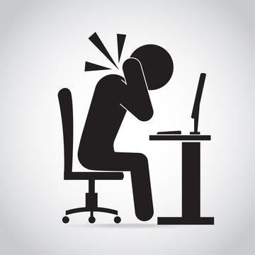 Man neck pain icon. Office syndrome icon sign illustration