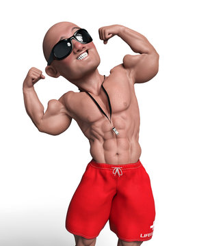 funny life guard cartoon