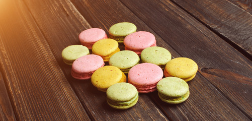 Sweet and colourful french macaroons or macaron