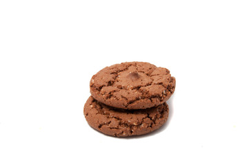 Chocolate cookies isolated on the white