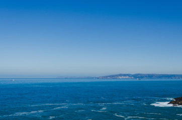 Coastal landscape in a rainy day.