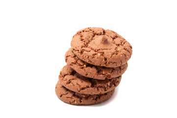 Chocolate cookies isolated on the white