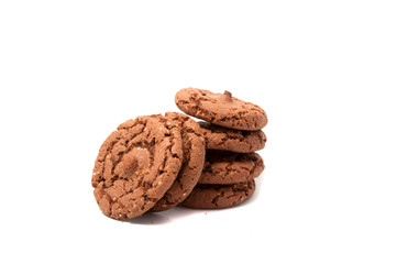 Chocolate cookies isolated on the white