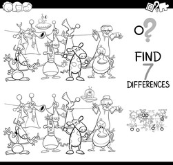 differences game with aliens coloring book