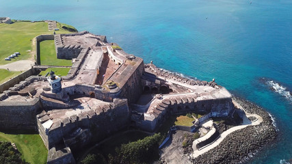 Aerial view of Castillo San Felipe del Morro in San Juan, Puerto Rico.