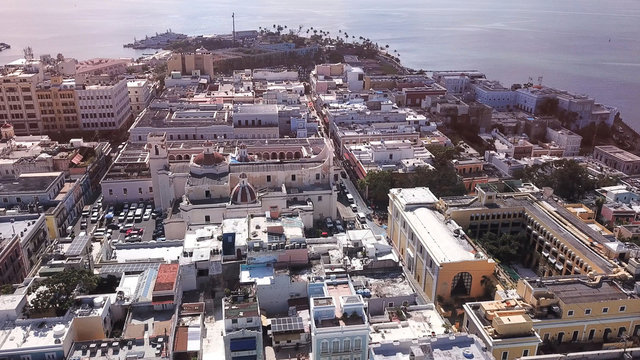 aerial view of the old city of San Juan, Puerto Rico.