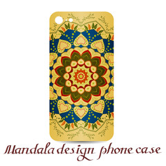Mandala design phone case. Phone cases are decorated by mandala. Vintage decorative elements. Ornamental doodle background.