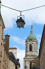 Fototapeta na wymiar Street view with old lantern in Rennes