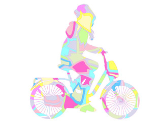 Silhouette of a child on a bike.