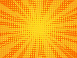Pop art comic background lightning blast halftone dots. 