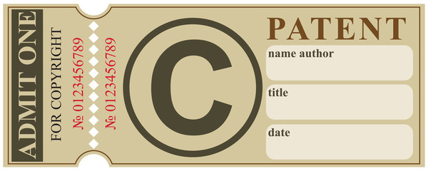 Ticket for registration of a copyright patent
