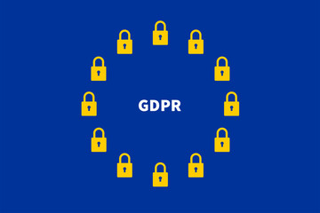 Fototapeta premium locks as symbols on a EU flag for General Data Protection Regulation