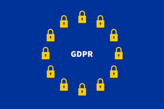 locks as symbols on a EU flag for General Data Protection Regulation