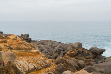 Merissa, Sri Lanka, Parrot Rоck. Huge boulders on the beach.