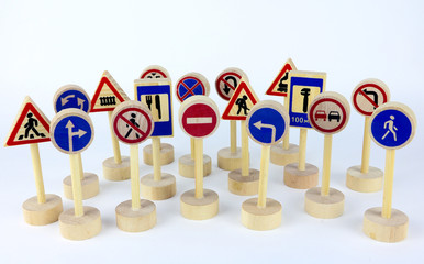 Set of road signs, different traffic signs, direction signs isolated on white background. Road safety concept. collection of warning, priority, prohibitory, mandatory... traffic symbol.