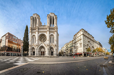 Panoramic view of Basilica of Our Lady of the Assumption located on Avenue Jean Medecin in Nice, France