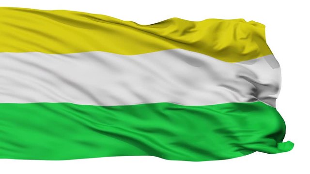 Cerete  flag, city of Colombia, realistic animation isolated on white seamless loop - 10 seconds long (alpha channel is included)