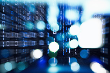 Hintergrund mit Zahlenreichen zum Thema Cloud Computing in Farbgebung blau