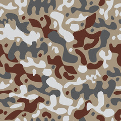 seamless camouflage pattern. brown, gray, white and yellow colors