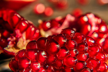 Pieces of ripe pomegranate close