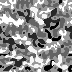seamless camouflage pattern. in black, white and gray colors