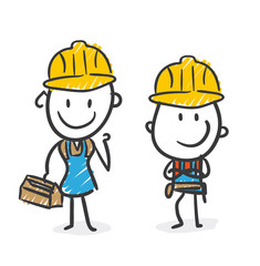 Strichfiguren / Strichmännchen: Bauarbeiter. (Nr. 211)