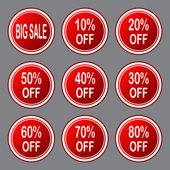  set of sale design elements isolated without a shadow. Sale. Stickers. Tags. Red discount signs.