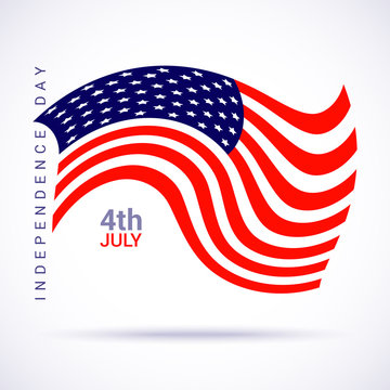 Stylish american flag for Independence day. Vector illustration.