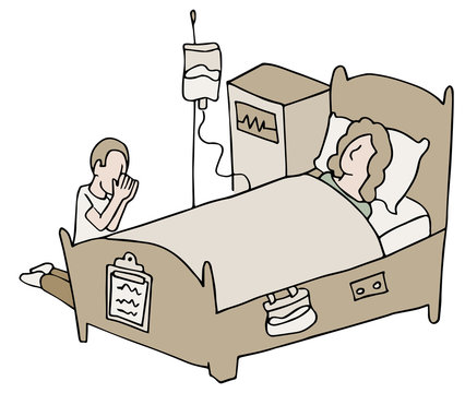 patient in bed with person praying clip art preview