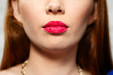 Facial Expressions Of Young Redhead Woman Closeup