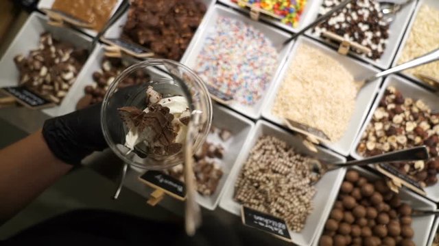 Coconut Sweets Added to Frozen Yoghurt