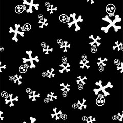 Day of the dead holiday in Mexico seamless pattern with stylized skulls. Skeleton endless background. Dia de Muertos repeating texture.