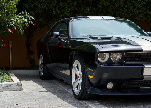 stylish powerful car in the Parking lot
