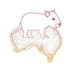 wild wombat creature over australian map