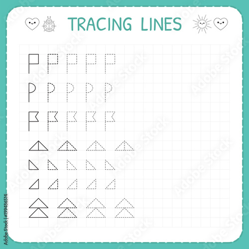 tracing lines worksheet for kids trace the pattern basic writing