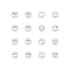 Emoticons simple linear icons set. Outlined vector icons