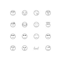 Emoticons simple linear icons set. Outlined vector icons