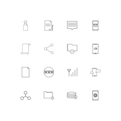 Network And Database simple linear icons set. Outlined vector icons